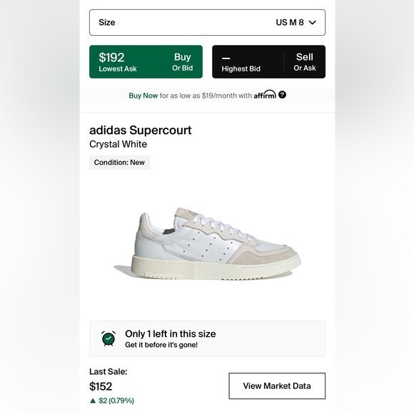 Adidas Supercourt 'Crystal White' EE6024 - Picture 15 of 16